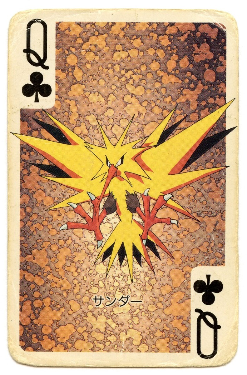 1998 Vintage Zapdos Queen of Clubs Pokemon Televi-kun Playing Card