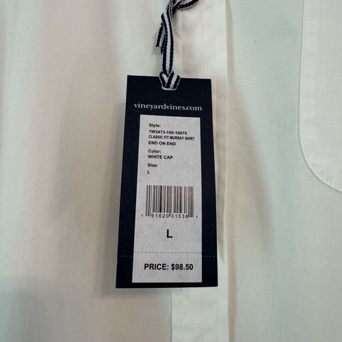 Herren Vineyard Vines Classic Fit Murray Button Down Hemd Gr. L weiß Stretch - Bild 5 von 10