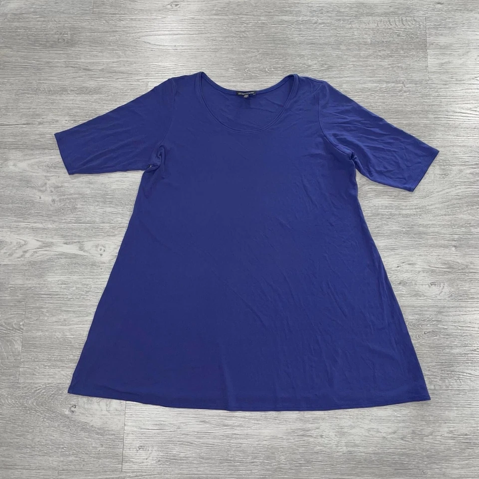 Sudadera túnica manga corta de seda elástica grande Eileen Fisher Pullover para mujer Foto 3 de 4