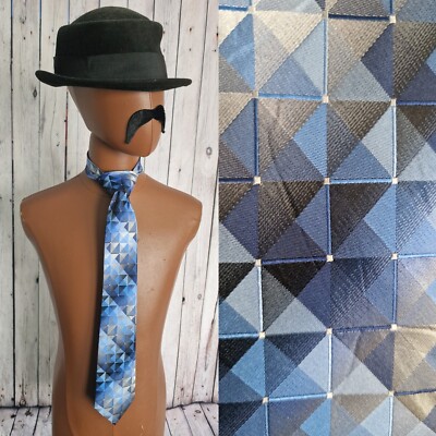 Van Heusen Seidenkrawatte in blau geometrisches Muster Seide klassisch AG65