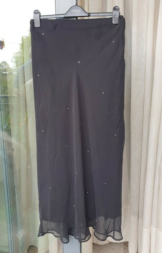 Beautiful Evans Black Long Maxi Rhinestones Skirt Size 16 Comfy Outgoing - Picture 2 of 8