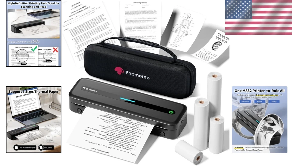 Compact & Rechargeable M832 Wireless Printer - Perfect for Travel & Office Needs - Image 2 of 4