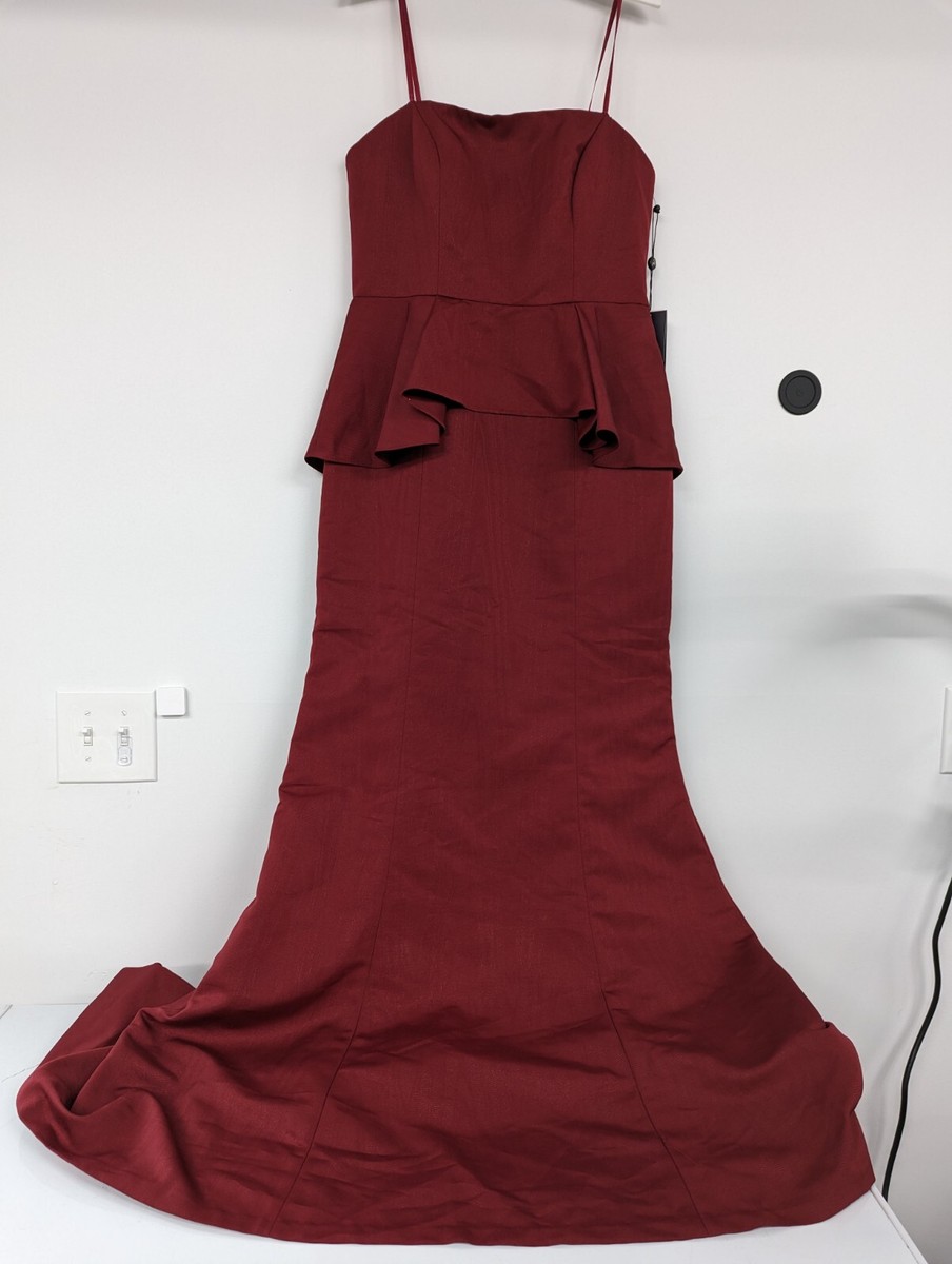 adrianna papell red peplum dress Nwt Adrianna Papell Red Strapless Mermaid Peplum Moire Evening Ball Gown  Size 8m