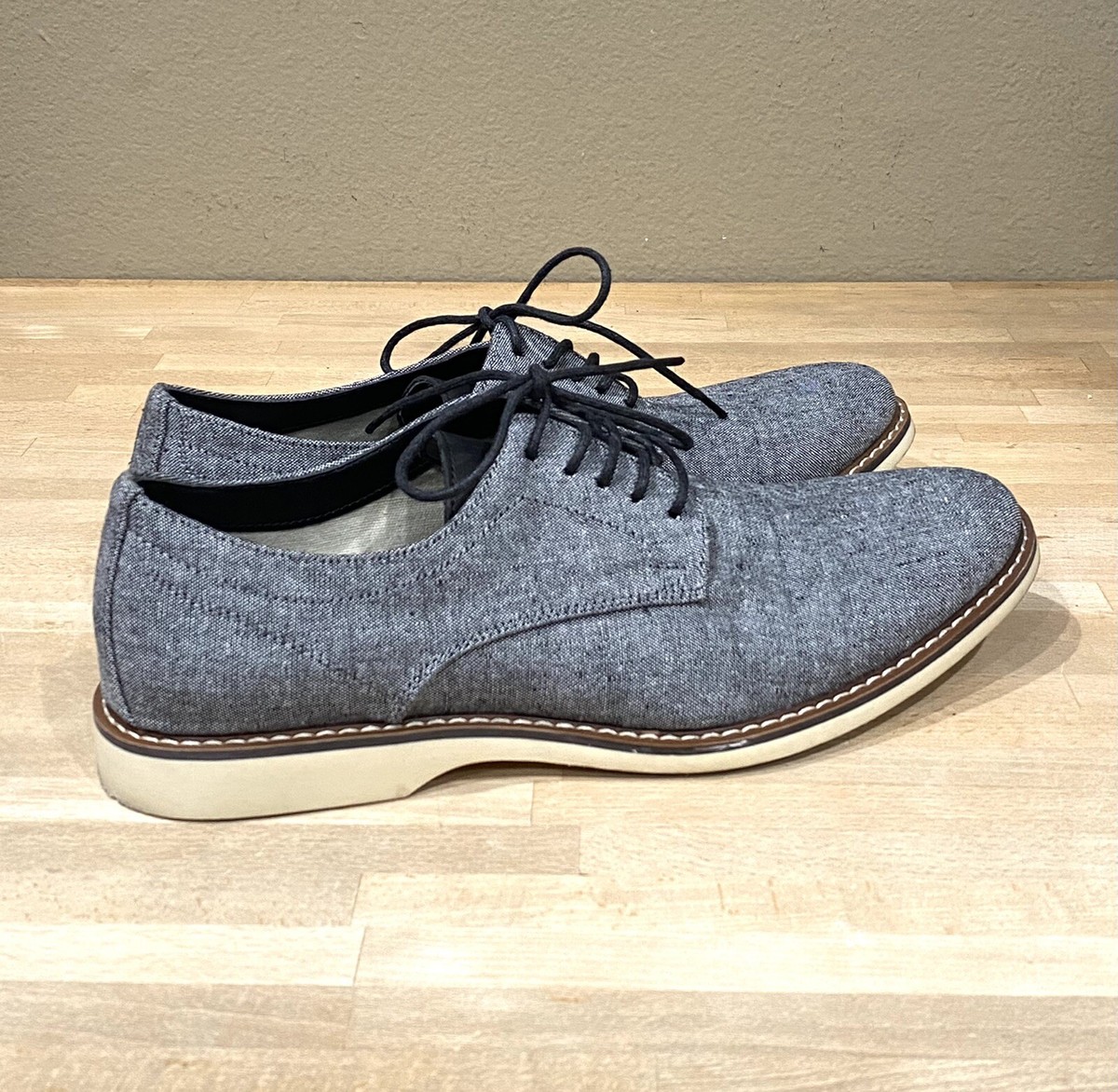 mens denim dress shoes The Rail Denim Dress Shoes mens size 9 Gray Comfort Lace Up EUR size 42