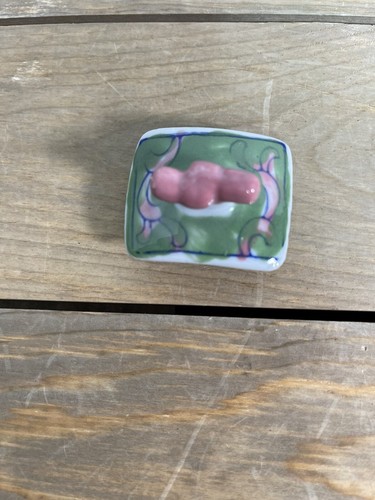 Vintage Ben Rickert Teekanne rosa blau grün Teekanne flache Seiten - Bild 8 von 10