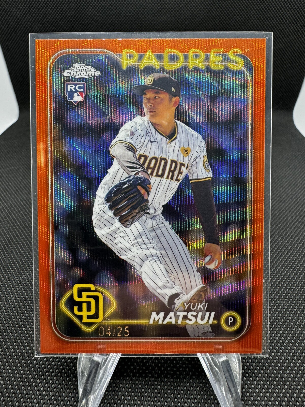 2024 Topps Chrome #116 Yuki Matsui Orange Wave Refractor #'d 4/25 B3