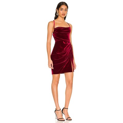 slim fit dress slacks Amanda Uprichard Arely Dress in Burgundy main image 0