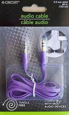 E-Circuit Purple Flatwire Audio Cables with 3.5-mm 1/8" Male-Male 48 in. Gold