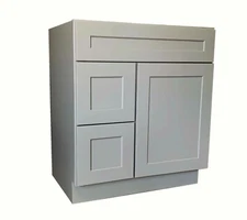30" Light Grey Shaker Single Bathroom Vanity Base Cabinet 30" W x 21" D x 34.5"H
