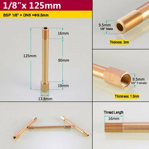 BSP 1/8" 1/4" 3/8" Male to Female Brass Connectors Pipe Extension 50mm to 150mm - Picture 8 of 20