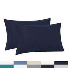 Microfiber Embroidered Solid Color Bedroom Pillowcase - 2 Pack
