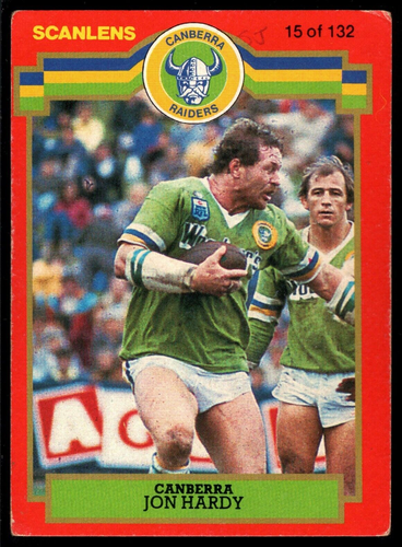 1986 #15 Jon Hardy Canberra Raiders Scanlens rugby league NRL card