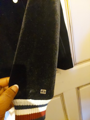 Tommy Hilfiger Icons Velvet Bomber Jacket Black Size US 8 uk 12 - Picture 6 of 10