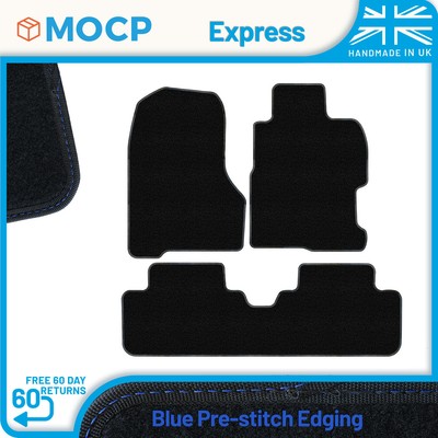 Express with Blue Pre-Stitch Trim Car Mats to fit Honda Civic 3DR 2 Mat Clips...