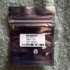 Moissanite Ice Blue Round Cut Loose Gemstone 6.5mm 1.0CT, 1 Piece