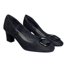 Coach and Four Classic Black Heel Pumps Size 7 1/2 Slip On Career Wear