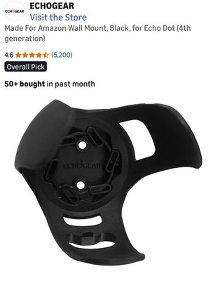 ECHOGEAR Wall Mount for Amazon Echo Dot (4th Generation) Black