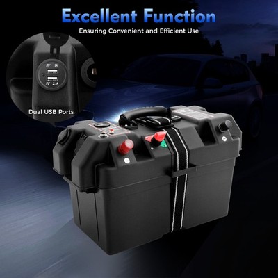 Batteriebox Power Center Batteriekasten USB Elektro Bootsmotor Batteriehalter DE