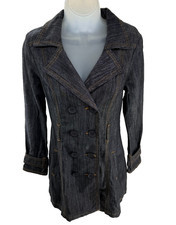 GUESS Jeans Denim Double Breasted Womens Tren...