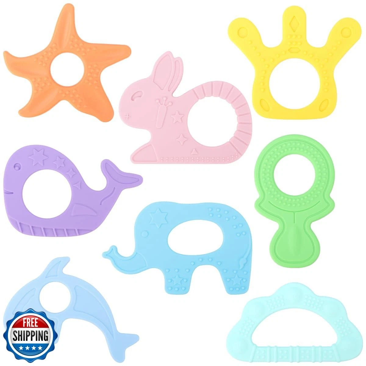 BEBOAN Silicone Baby Teething Toys, 8 Pack Cute Baby Teether Teething Ring Ch
Opens in a new window