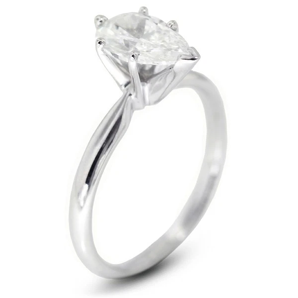 Anillo de compromiso solitario clásico de 14 k con forma de pera F VS1 de 1 quilate Foto 3 de 4