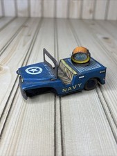 1960s HAJI Japan Tin Litho Navy Spotlight Keep Blue MISSING TWO WHEELS