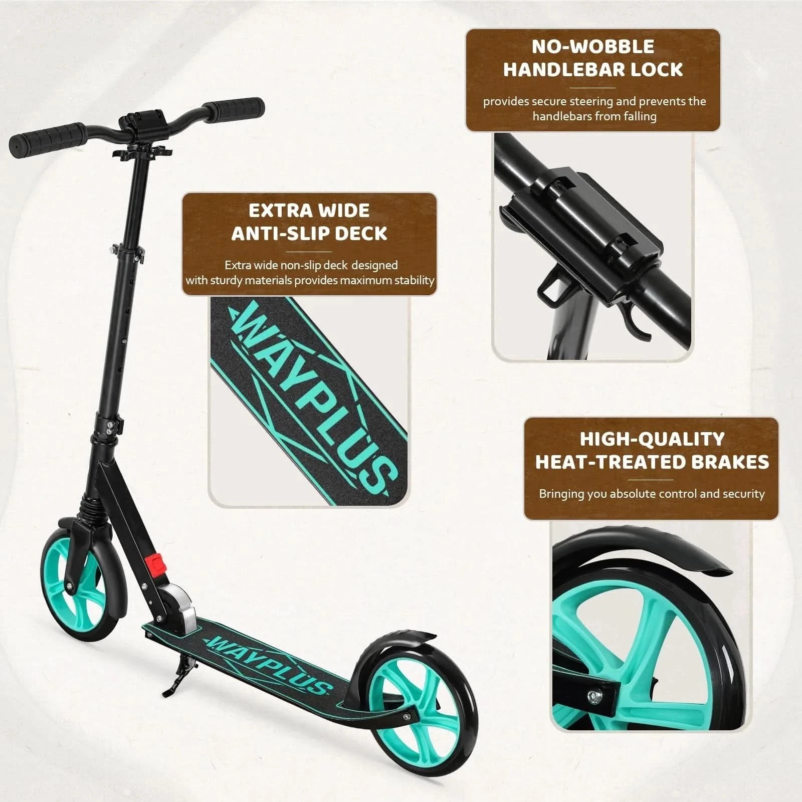 Wayplus Adjustable Foldable Kick Scooter-Red