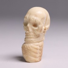 Scheletro giapponese in resina con motivo uccellino Netsuke 2,56 pollici statuina Inro Ojime