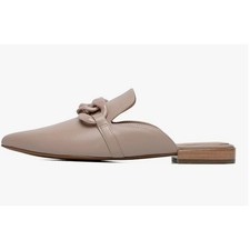 Linea Paolo Adora Nappa Leather Elongated Toe Belted Mule Tonal Resin Chain 10