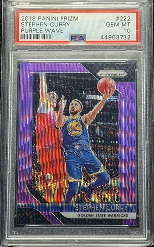 PSA 10 Stephen Curry 2018 Panini Prizm Purple Wave #222 Warriors GEM MINT Card
