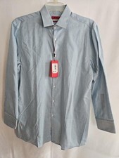 Hugo Boss Sharp Fit Mens Dress Shirt Blue Pattern Long Sleeve Size 17R