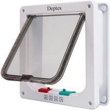 Durable White Cat Door with Transparent Flap  Easy Installation   Fits 15 lbs