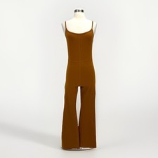 Aritzia Wilfred Free Divinity Kick Flare Jumpsuit Sz M Cognac Sleeveless Knit