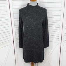 Madewell Sweater Dress Women Small Black Donegal Northfield Mock Neck Speckled