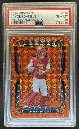 2024 Panini Obsidian Jayden Daniels RC Orange Mosaic International #/24 PSA 10