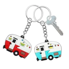 Grevosea 2 Pcs RV Camper Keychain, Camper Keyring Camper Accessories Trailers 