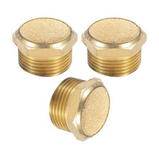 3pcs Brass Pneumatic Exhaust Muffler G 3/4 Flat Air Compressor Muffler, Golden