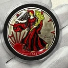 2020 Silver American Eagle Red Liberty Hand Enamel 1 oz .999 Fine Silver Coin