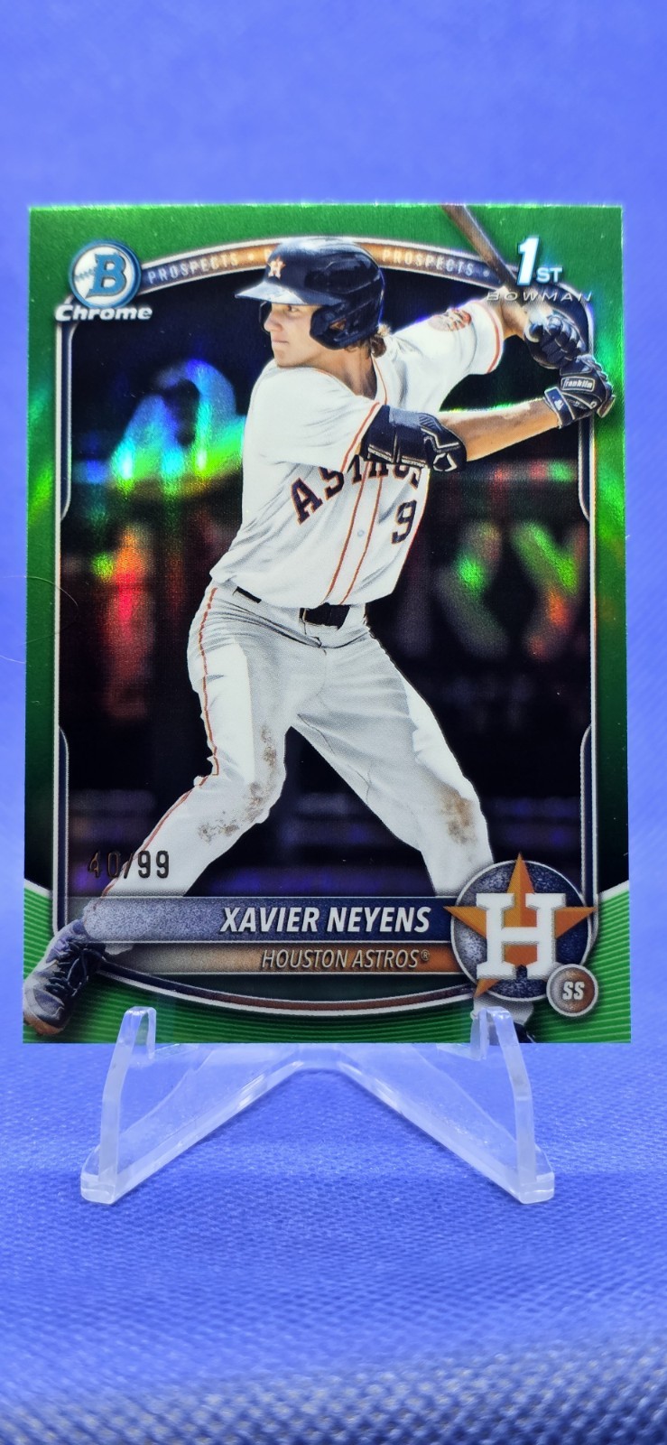 2025 Bowman Draft Chrome 1st Xavier Neyens True Green Refractor # 40/99 Astros
