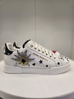 Dolce & Gabbana Damen Sneaker weiß Herzmuster Logo mehrfarbig EU 38,5