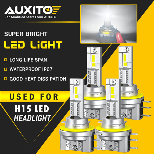 4x AUXITO LED H15 Bulbs High DRL Daytime Running Headlight Kit White Lights EOA