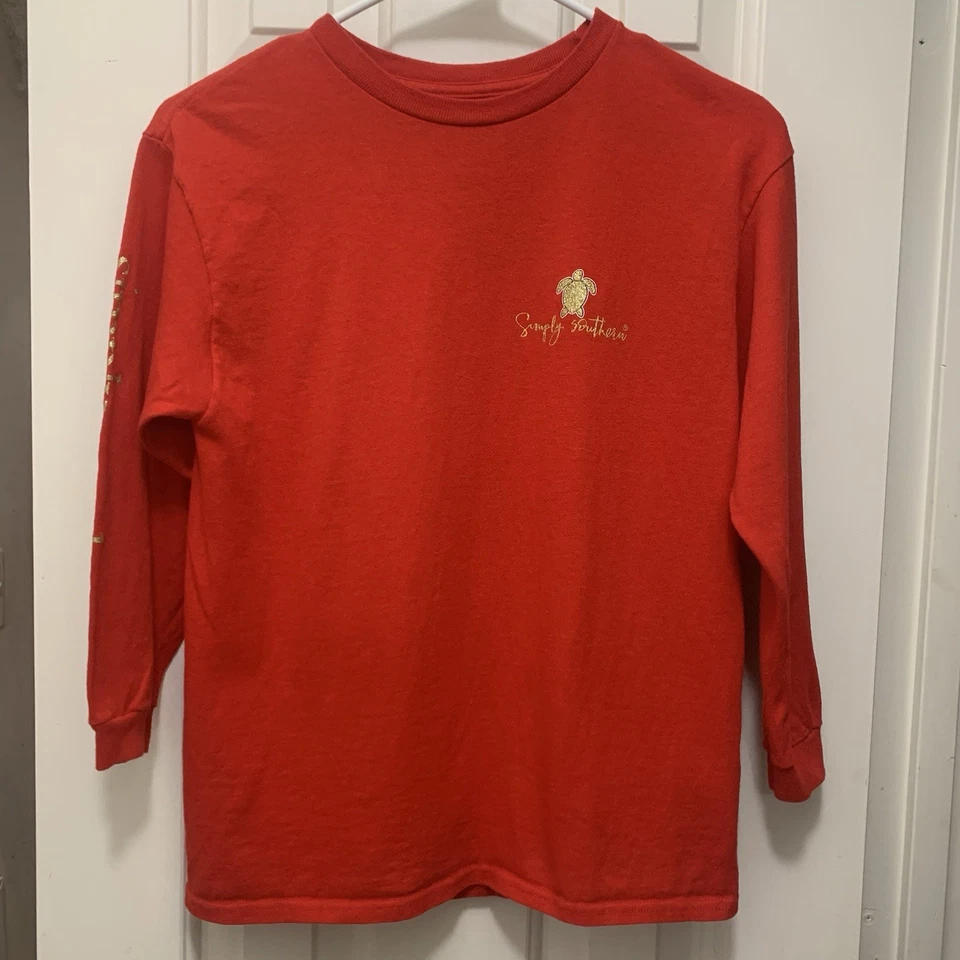 Camiseta manga longa Simply Southern Youth M tartaruga de Natal vermelha Save Them Turtles - Imagem 2 de 4