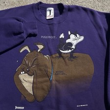 Vintage 1993 Warner Bros Pussyfoot & Marc Antony Purple Sweatshirt L Made In USA