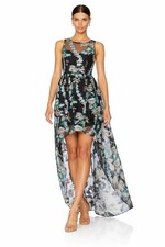 ADRIANNA PAPELL Floral Embroidered Fairy Tulle High Low Enchanted Gown 10