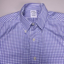 Brooks Brothers 1818 Shirt M Mens L/S Button Down Blue Gingham EUC