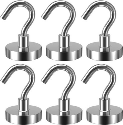 Magnethaken Silber 38kg 6 Stück Extra Stark für Camping Werkstatt Spind