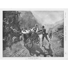 The Bicycle in Norway by Hans Dahl - Antique Print 1895