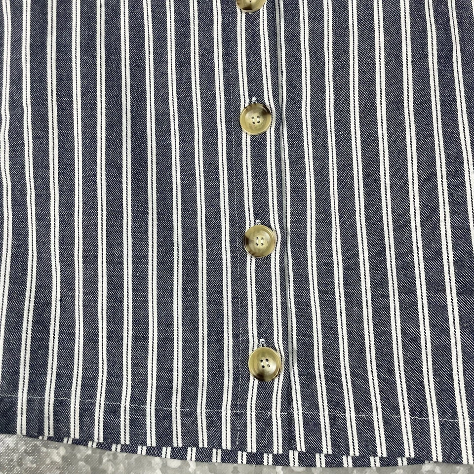 Falda Delantera Día a Día Azul Pimienta Rayas Botón - Talla Mediana - Festoneada Foto 3 de 4