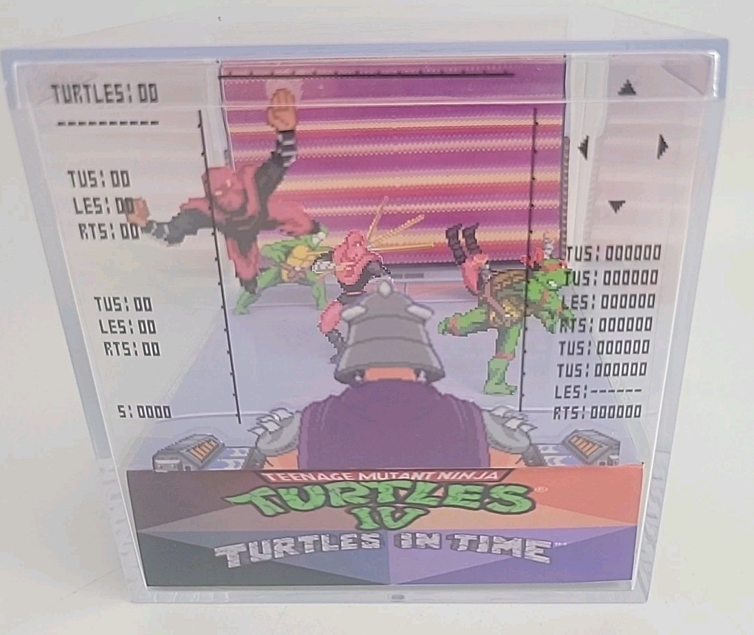 Teenage Mutant Ninja Turtles in Time 3D Cube Diorama SNES Video Game Shadowbox 