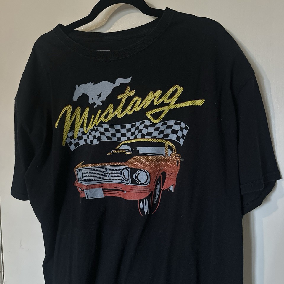 Ford Mustang Shirt Men's XL Black Short Sleeve Graphic Print Retro EUC ...
